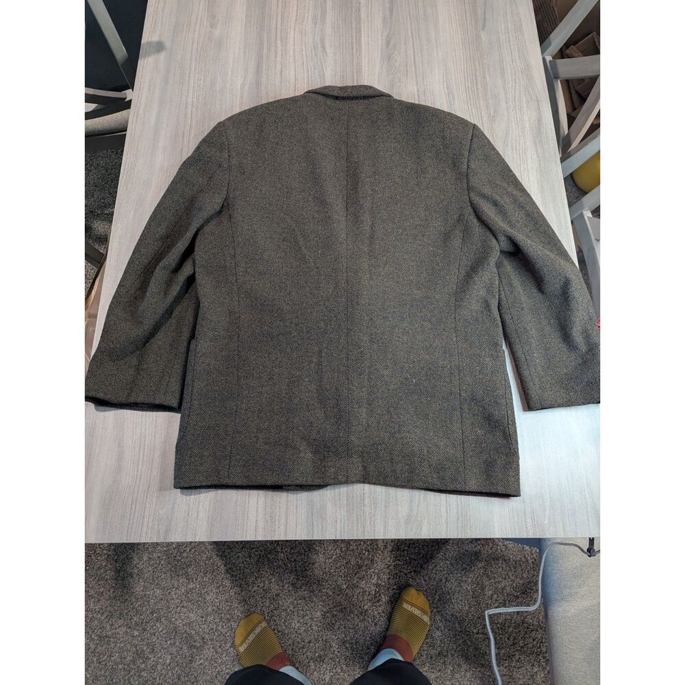 Vintage L'Homme Mens Grey Brown Wool Cashmere Tweed Blazer Sport Coat Sz L - Picture 12 of 12